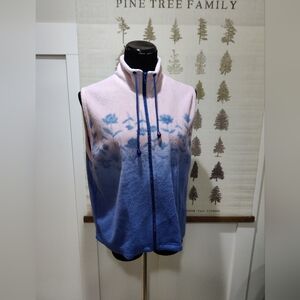 Alia Sport Fleece Vest Pink Blue Floral Ombre Full Zip Sleeveless Women’s S